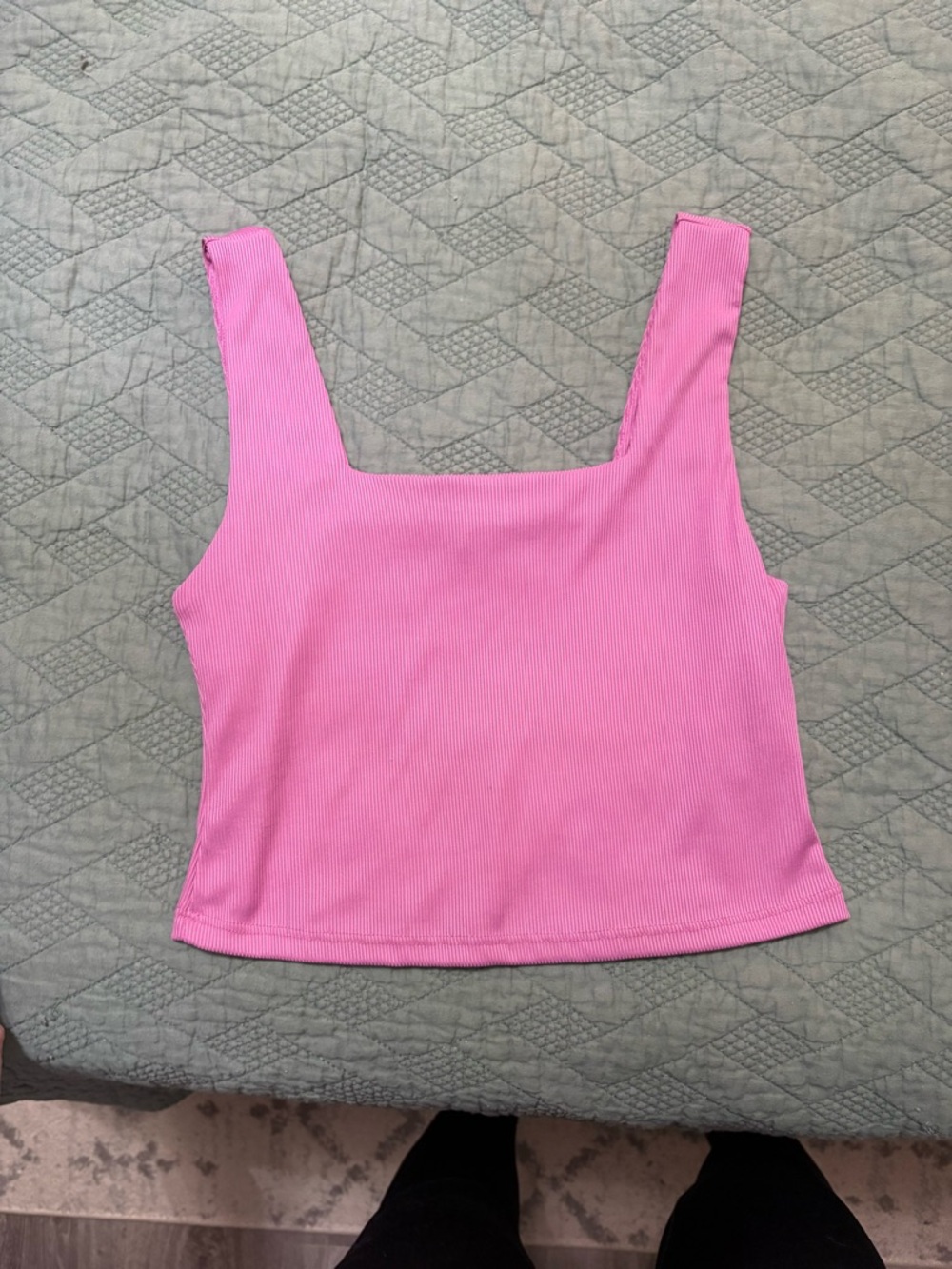 NWOT Square Neck Ribbed Crop Tank in Pink